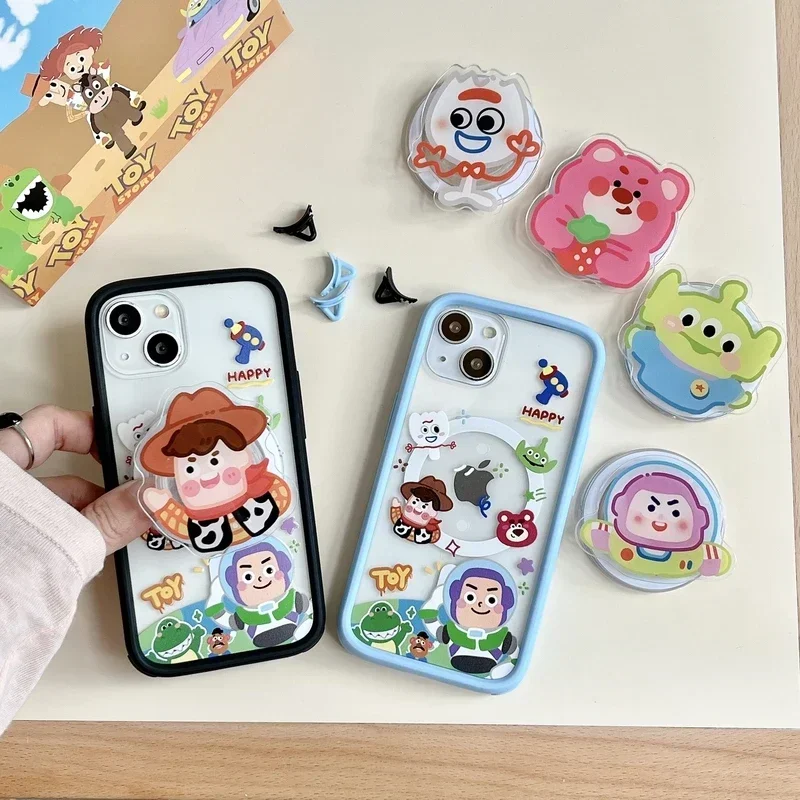 Disney Toy Story Woody Buzz Lotso Alien Magnetic Holder Magsafe Wireless Charge Phone Case For iPhone 15 14 13 Pro Max Cover