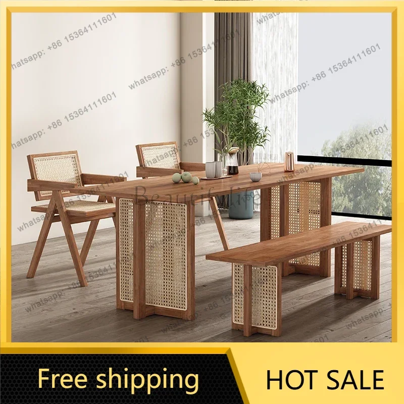LJY Conference Wood Dining Table Side Desk Center Living Room Dining Table Kitchen Chairs Designer Mesas De Comedor Garden Furni