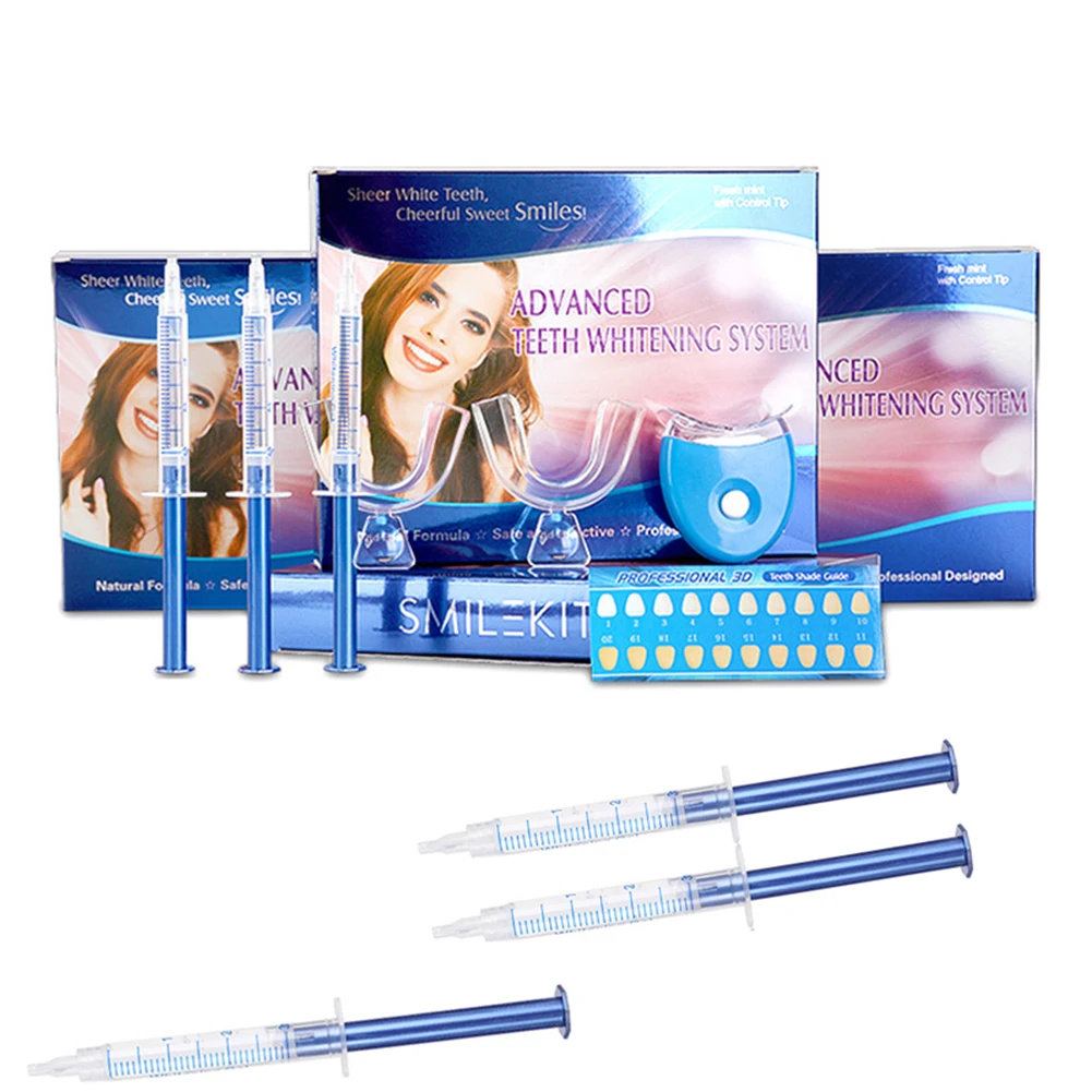 Kit de blanqueamiento Dental, jeringa de Gel con 44 peróxido, sistema de blanqueamiento Dental, luz LED fría, dispositivo de higiene bucal, herramienta de bandeja bucal, 3/6/10