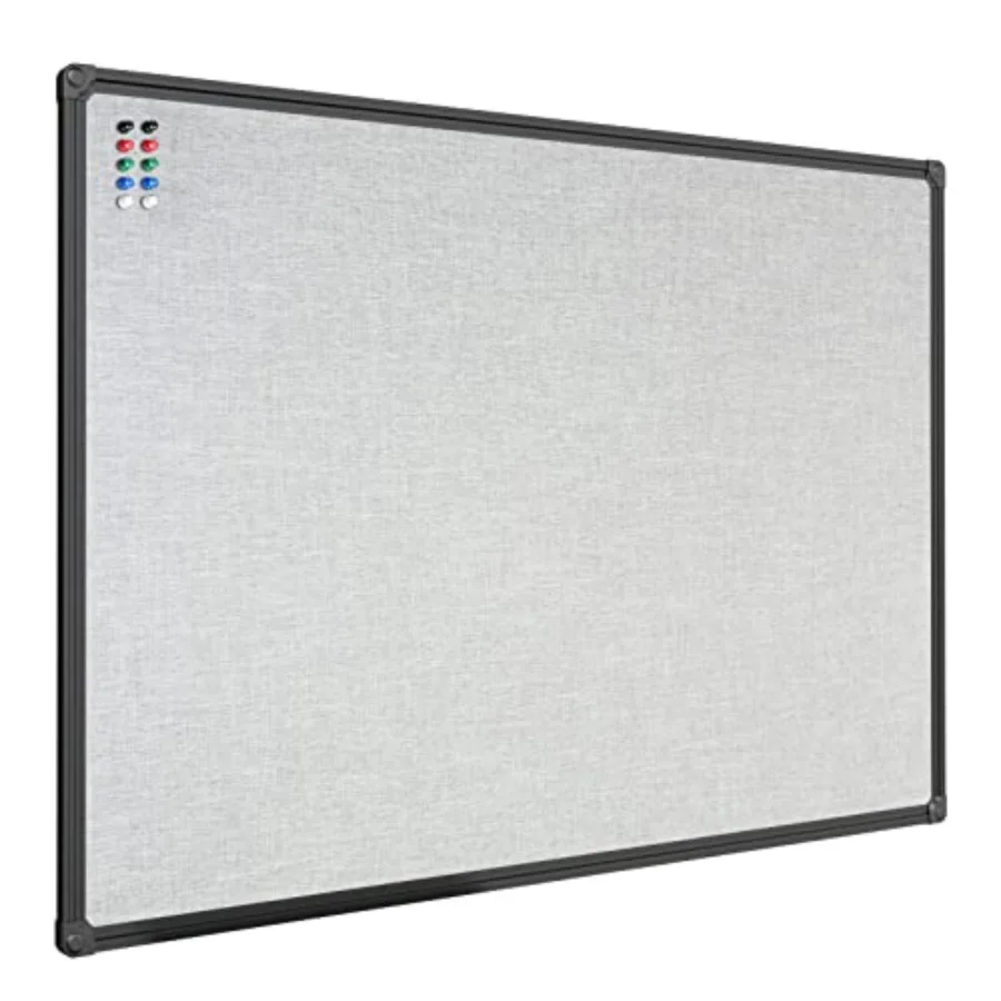 

Cork Linen Bulletin Board 36 X 24 Inch,Black Aluminum Frame Wall Mounted Board Memo Pin Board for Office Home and School