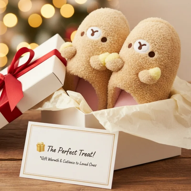 

Anime Rilakkuma Y2K Slippers Cartoon Japan Kawaii All Inclusive PE Frosth Plush Indoor Home Flat Anti Slip Couple Slippers New