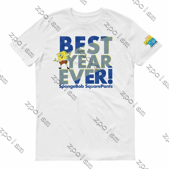 Anime SpongeBob Short Sleeve T-Shirt Kids Clothing O-Neck Cotton T-shirt Boys And Girls Clothes Family Men and Women Casual Tops