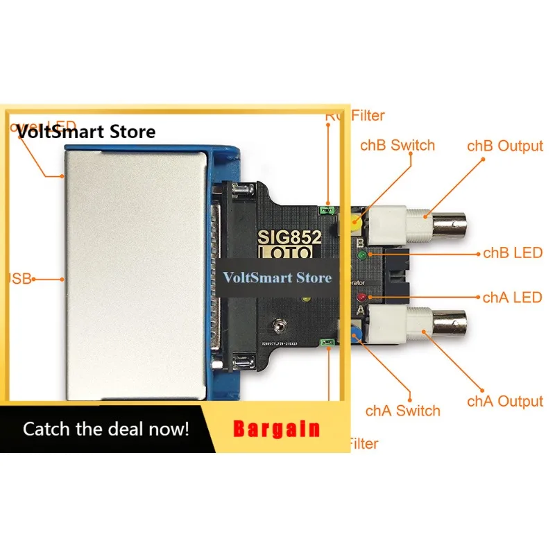 VoltSLOTO SIG852 USB AWG/ Arbitrary Waveform Generator/Signal Generator/Function Generator/2-Channel