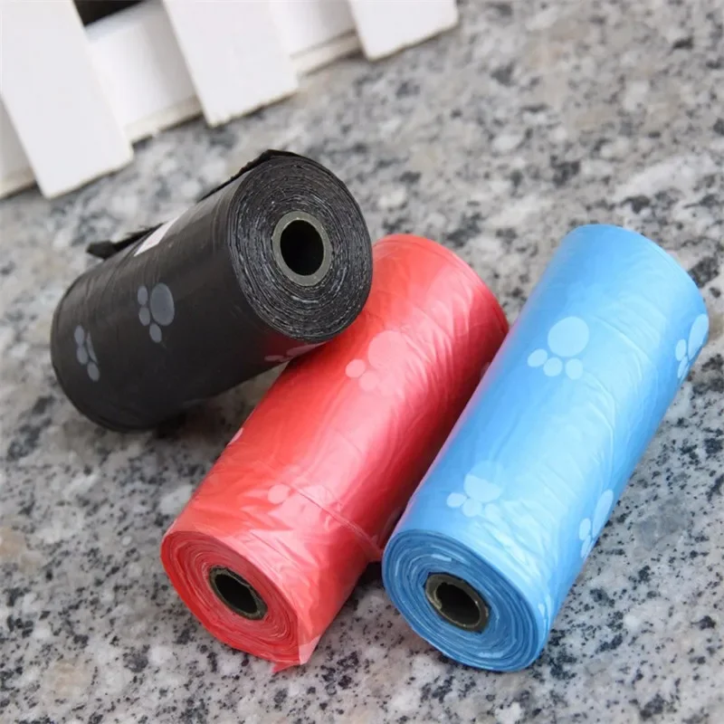 1/5 Rolls Printing Dog Poop Bag Pet Poop Bags Dog Cat Waste Pick Up Clean Bag For Puppy Dogs Random Color Pet Supplies