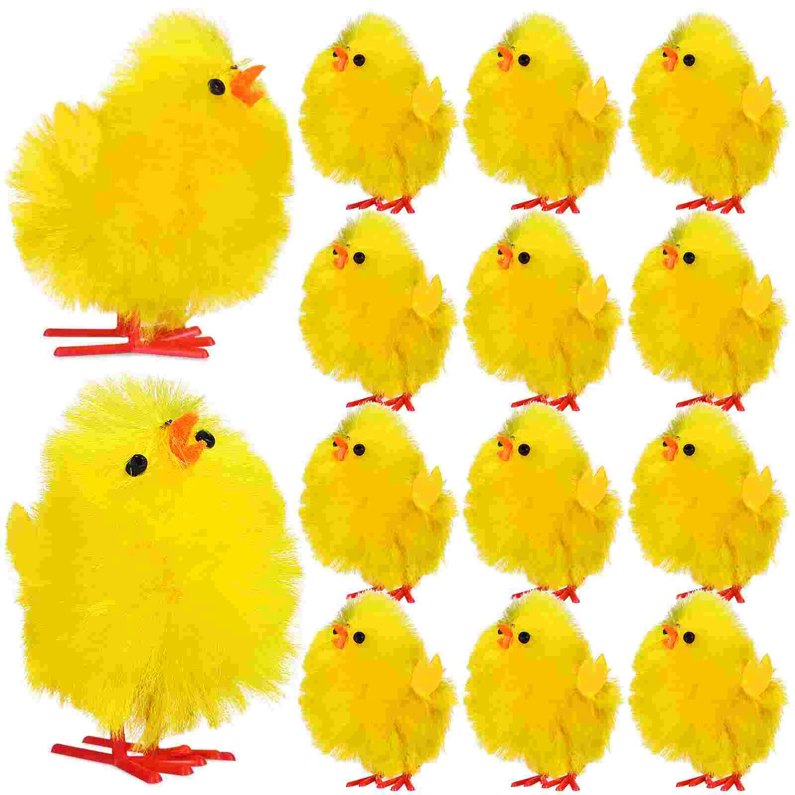 

36 Pcs Easter Decoration Chick Little Chickens Fluffy Miniature Fuzzy Chicks Chemical Fiber and Plastic