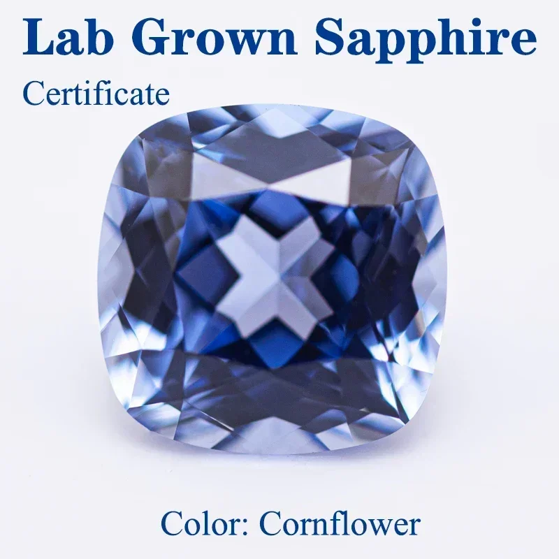 

Top Lab Grown Sapphire Square Cushion Cornflower Color VVS1 Selectable AGL Certificate Charms Beads Diy Jewelry Making Materials