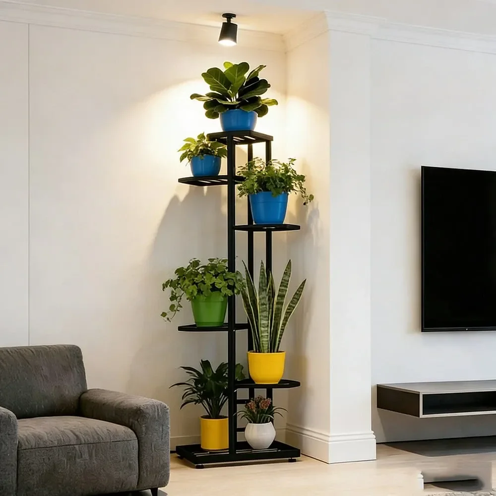

7 6 5 4Tier Metal Plant Stand Versatile Indoor Outdoor Display Rack For Flower Pots, Modern Home Decor, And Gardening Storage.
