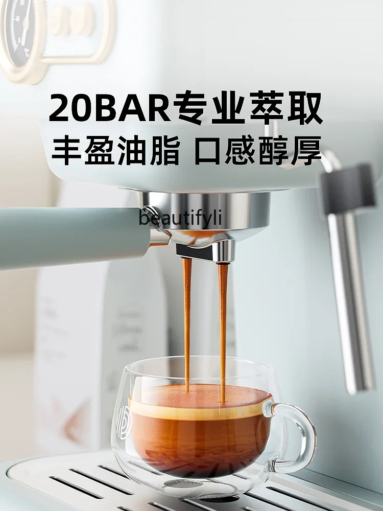 Retro Italian Coffee Machine Concentrated Semi-automatic Manual Household Latte Art Milk Frother Integrated Steam Type