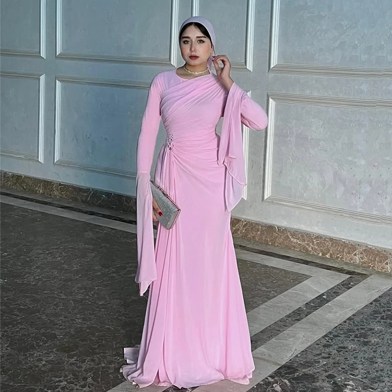 

Smileven Fairy Sleeve Long Chiffon Muslim Evening Dress Pleats Prom Party Dresses Elegant Maxi Prom Gowns 2025 Customized
