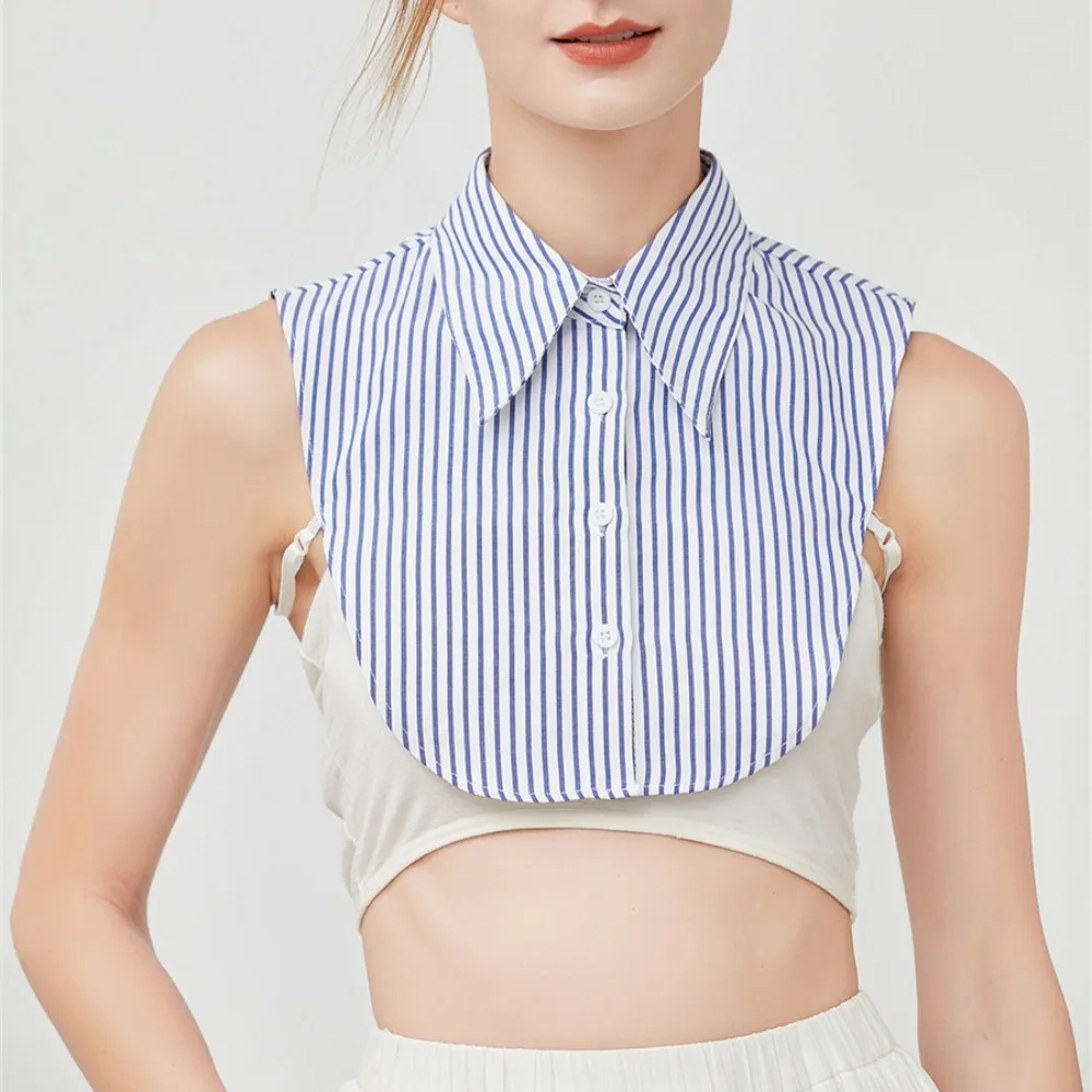 

Detachable Stripe Shirt Fake Collar Commute Decorative Fake Hand Sleeves Easy To Wear Comfortable False Wrist Cuffs Photo Props