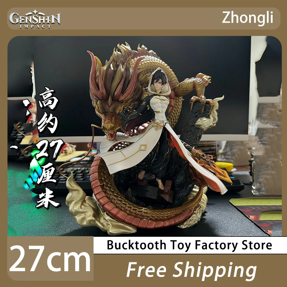 

27cm Genshin Impact Zhongli Anime Figure Morax Zhongli Gk Action Figurine Pvc Model Statue Doll Collection Room Decora Toy Gift