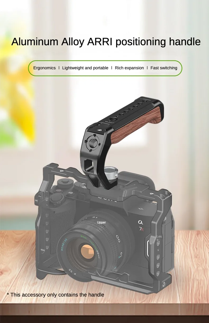 Kamera-Handgriff mit Arri-Befestigungsschraube, Monitor-Mikrofon-Rig, Cold Shoe für Nikon Canon Sony DSLR-Kamera-Gehäusegriff – Detail 1
