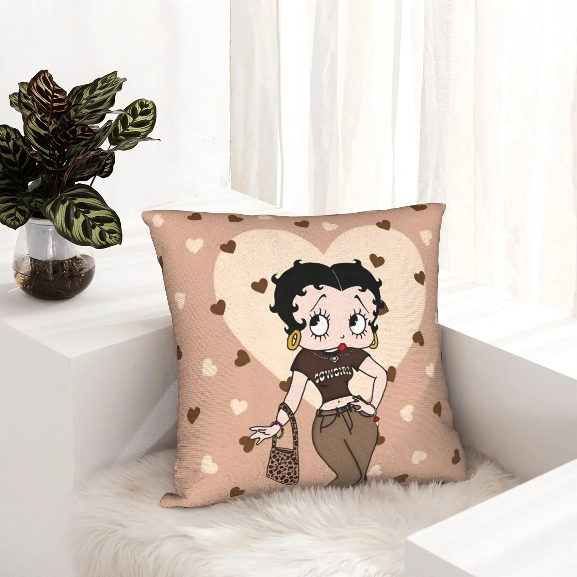 Anime B-Betty BoopS Pillowcase Printed Fabric Cushion Cover Decorative Cartoon Pillow Case Cover Home Zipper 18''