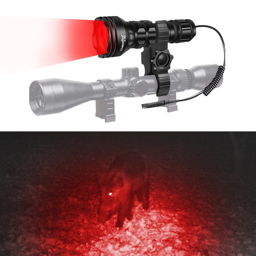 UniqueFire 1903 Hunting LED Flashlight XPE Red Beam Hunting Light Zoomable 3 Mode Long Range Torch for Astronomy, Aviation