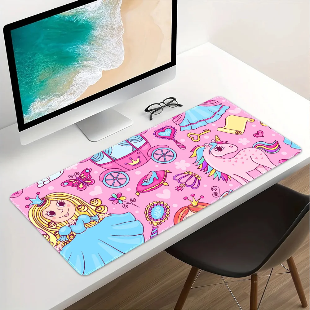 Cute Desk Mat Kawaii Anime Pink Unicorn Mouse Pad, XXL Large Gaming Computer Laptop Mouse Mat for Office Home 31.5x15.75 in