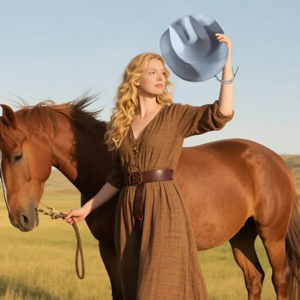 

Cowboy Hat Women Men Western Adult Sun Hat Non-woven Fabric Cowgirl Hat Festival Theme Party Cap Fashion Accessory 카우걸 모자