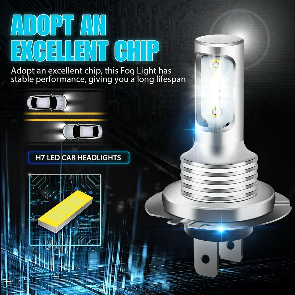 Lâmpadas de farol LED de feixe alto e baixo, luzes de neblina super brancas do carro, auto DRL, H4, H8, H8, H11, chips CSP, 12V, 24V, 80W, 6000K,