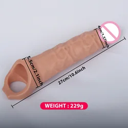 Large Penis Extender Sleeve Reusable Comdom Delay Ejaculation Penis Sleeve Dick Male Dildo Enlargers Sex Toys For Men