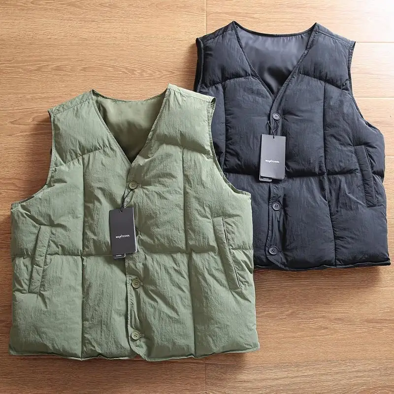 

Thiened Winter Cotton Vest Men's Faion Casual Bread Cotton Windproof Waterproof V-ne Warmth Urban Sle Youth Faion