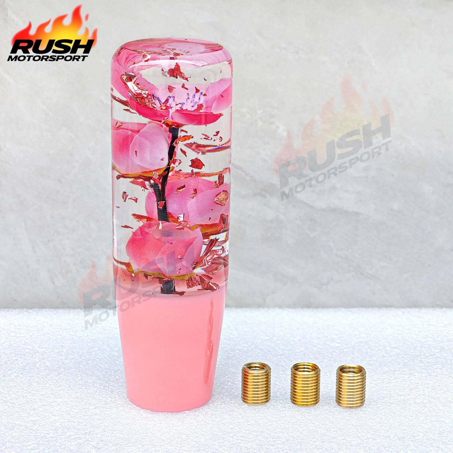 

15CM Black & Pink Giltter Sakura Flower Shift Knob Underwater Car Gear Knob PC-ASK28G-15CM