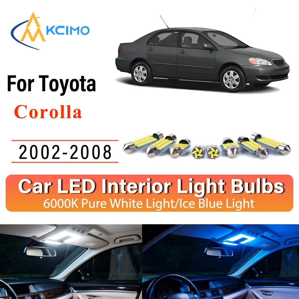 Two Colors Light Bulb Suitable For Toyota Corolla 2002-2008 Premium Led Easy Install Error-Free Mirror Dome Reading LED Lights