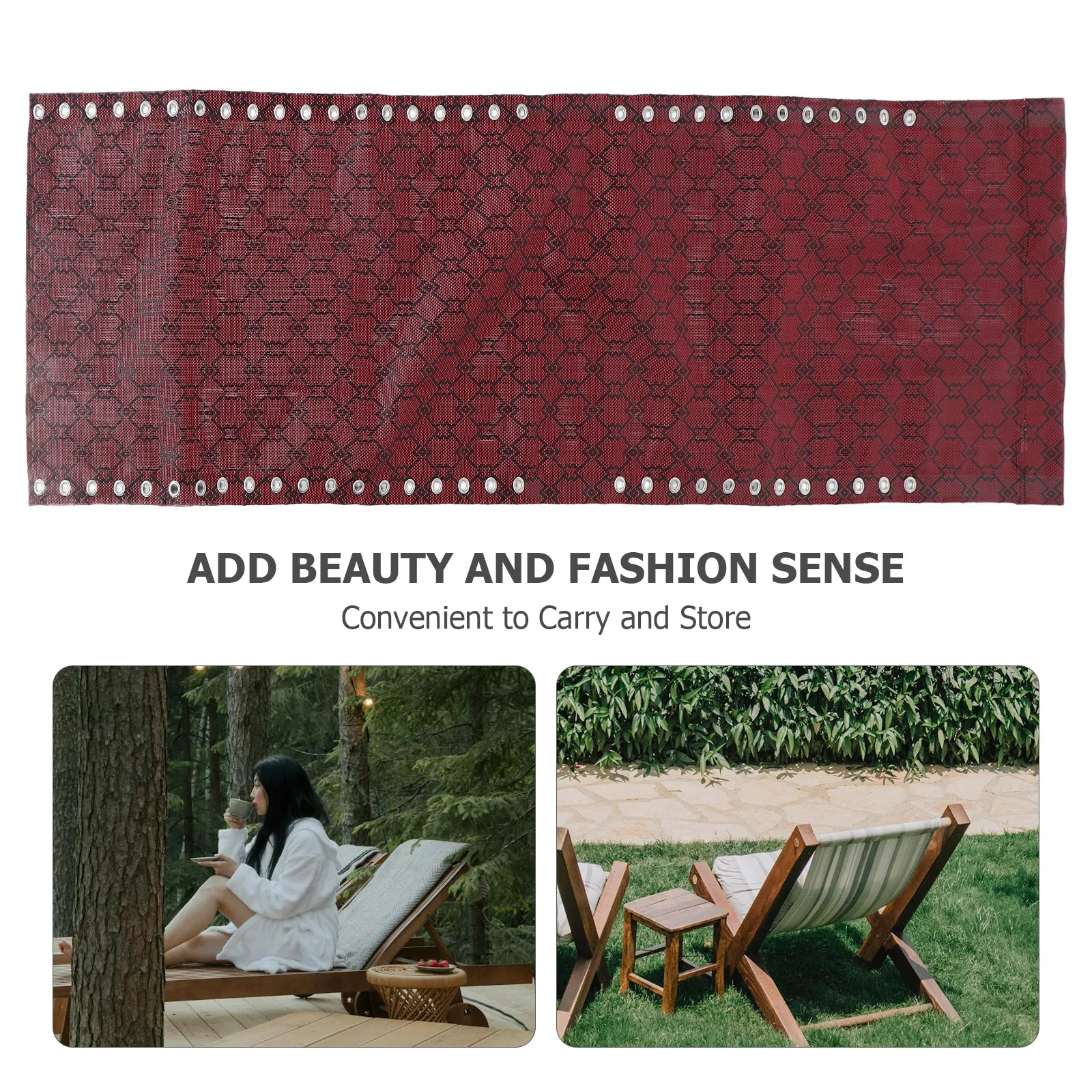 1 Zestaw Materiału do Wymiany Pokrowca na Krzesło Ogrodowe, Wytrzymały Materiał Sling z Regulowanymi Linkami do Składanych Krzeseł Wypoczynkowych na Zewnątrz, do Ogrodu