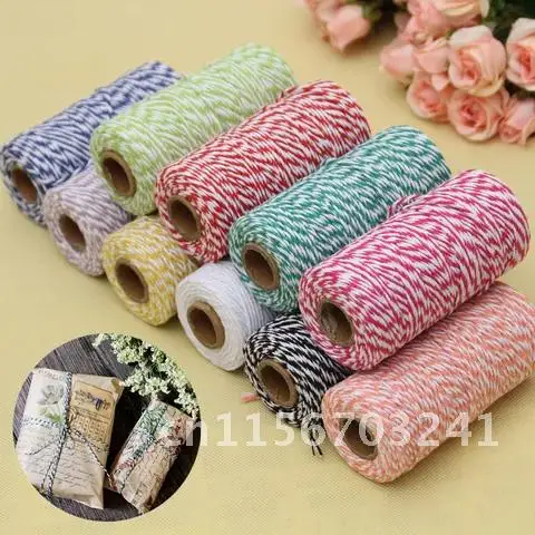 Cotton Baker Twine Rope Double Color DIY Twisted Cords Gift Packaging Accessories Packing Decoration Wedding Party Packaging