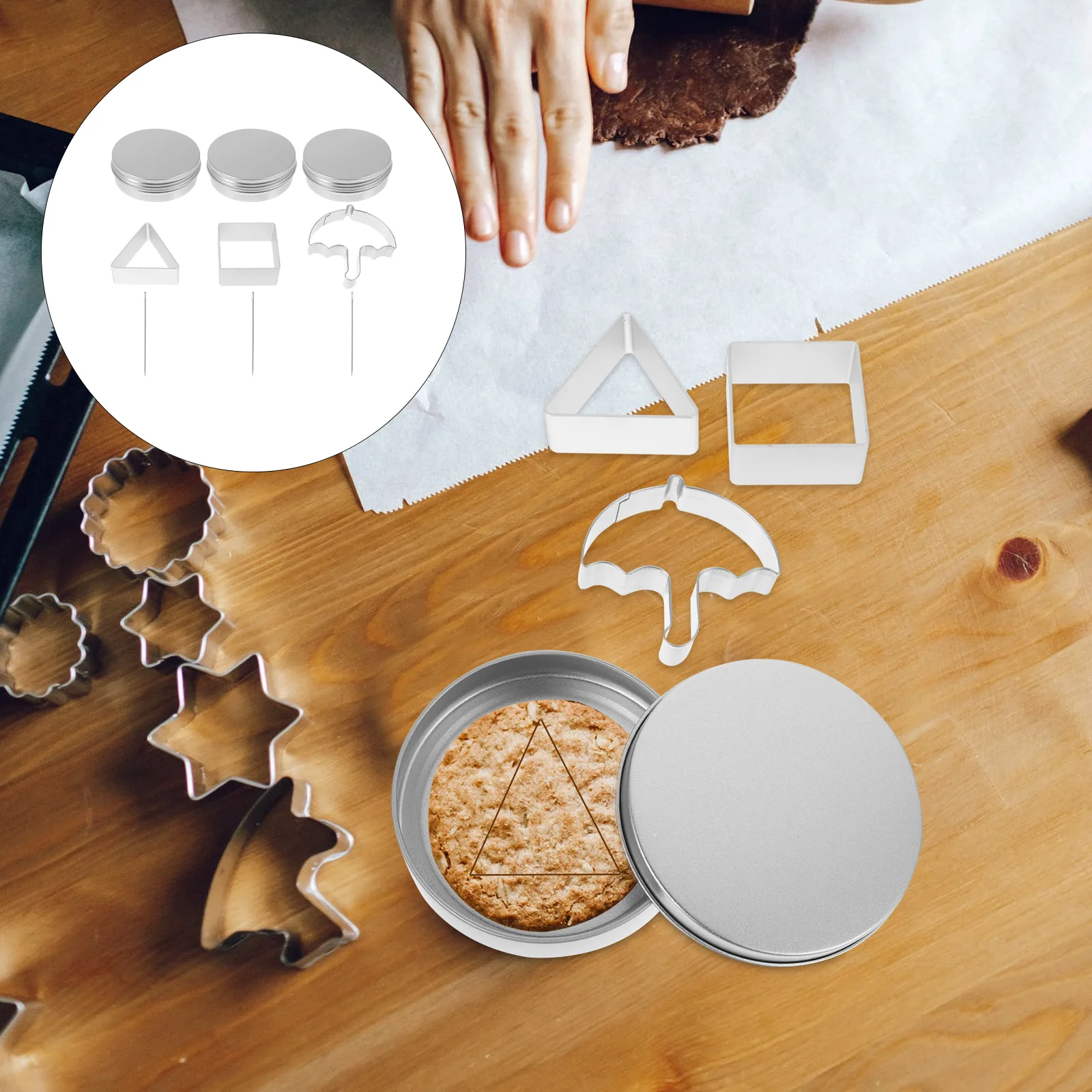 

3 Sets Biscuit Mold Kit High Quality Heat Resistant Safe Food Grade DIY Cookie Cutter Press Mini Accessories Sugar Tool Silver