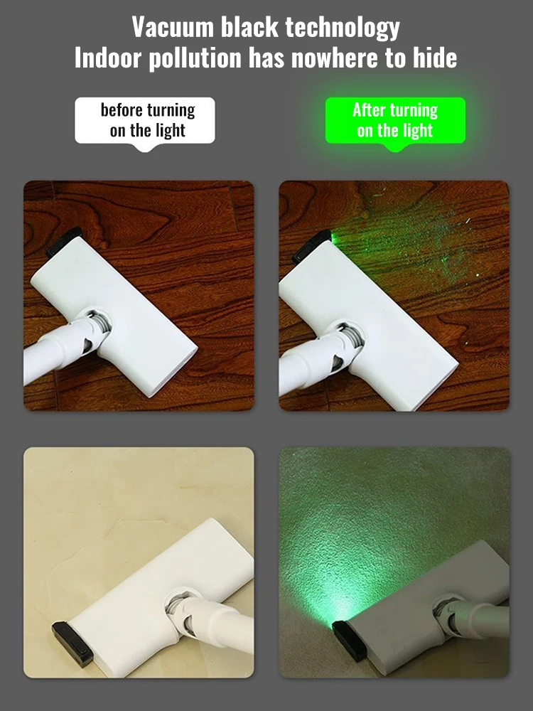 Universele laserachtergrondverlichting voor stofzuiger Stofweergave LED-lamp Groen licht, stofzuigeraccessoires