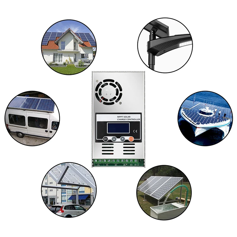 ECGSOLAX MPPT 60A جهاز التحكم بالشحن بالطاقة الشمسية 12 فولت 24 فولت 48 فولت السيارات مع موصل الطاقة الشمسية LCD منظم الطاقة الشمسية صالح لبطارية الرصاص الحمضية