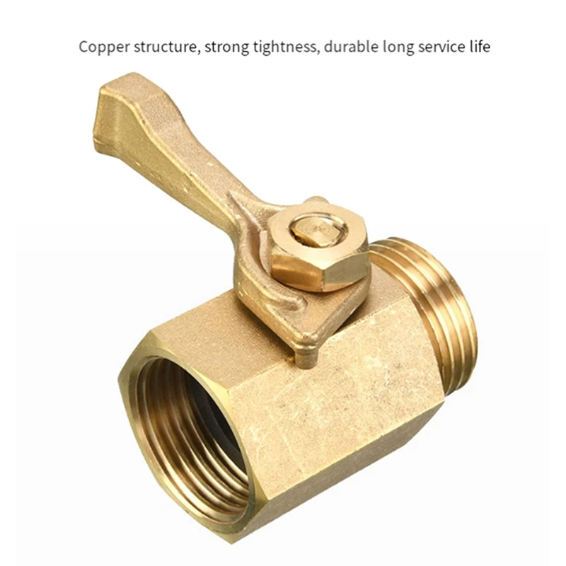 2Pcs 3/4 Hexagonal One-Way Ball Valve Garden Fittings With On-Off Valve One-Way Ball Valve All Copper Brass Fittings Easy To Use