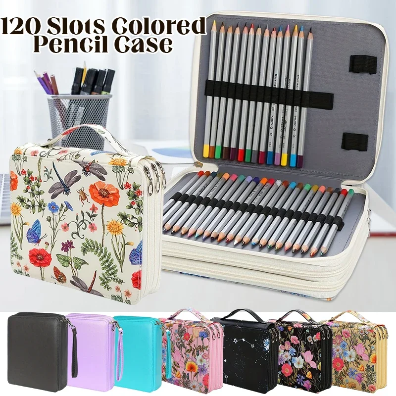 

120 Slots Pencil Case Bag for School Girls Pencilcase Large Capacity Stationery Pen Box Organizer Watercolor Pens Pencil Bags