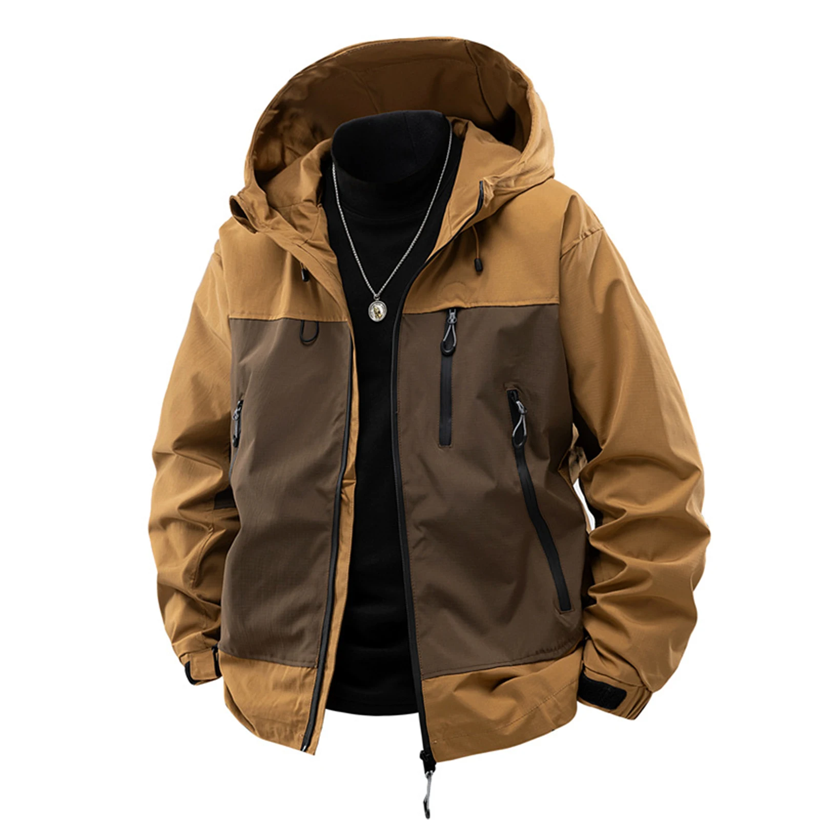 سترة كاجوال للجنسين مقاومة للرياح ومقاومة للماء، سترة مريحة بغطاء للرأس للرياضات الخارجية واللياقة البدنية والمشي لمسافات طويلة والجري