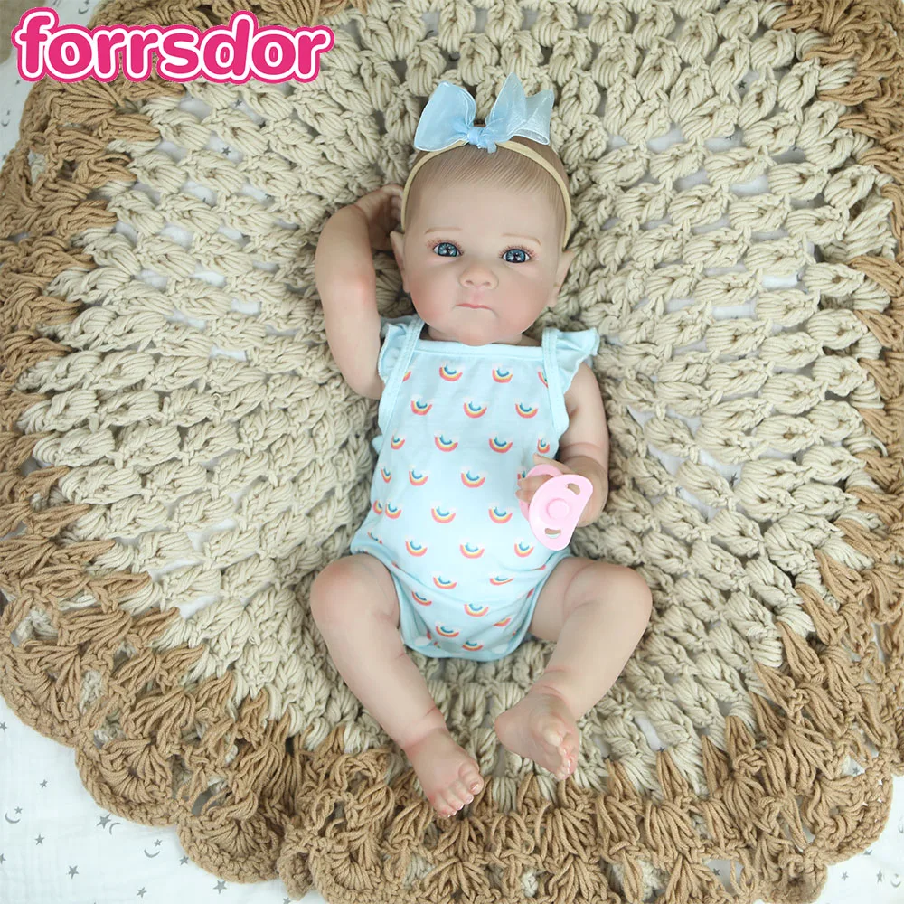 

18Inch Soft Vinyl Realistic Newborn Baby Girl Dolls Handmade 3D Skin with Visbile Vein Ainted Lifelike Hair Bebe Reborn Toy Gift