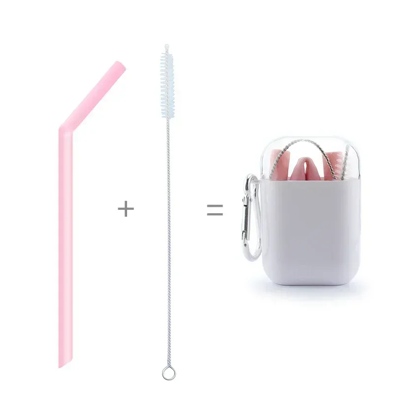 Silicone straw food gradeSet Extra Long Flexible StrawStraight tube color Accessories Foldable beverage milk tea juice straw set