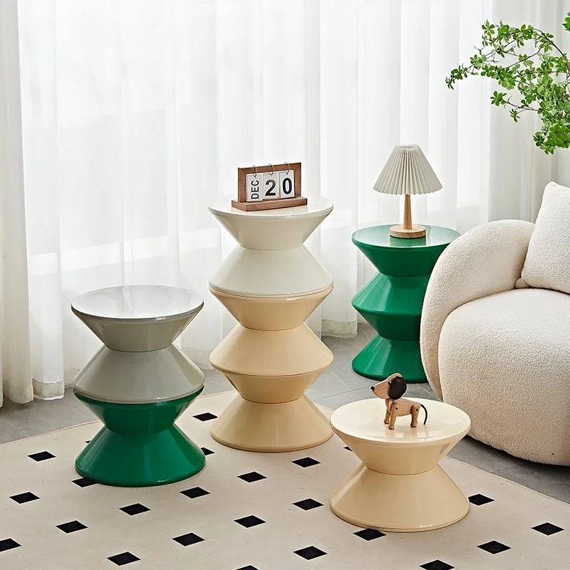 Plastic Nordic Side Table Round Coffee Table for Living Room Hallway Shoe Stool Balcony Desk Nightstand Furniture