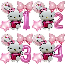 5 szt./zestaw numer balon Hello Kitty dekoracja urodzinowa Kawaii Anime Sanrio cyfrowe balony zaopatrzenie imprezy dla dzieci