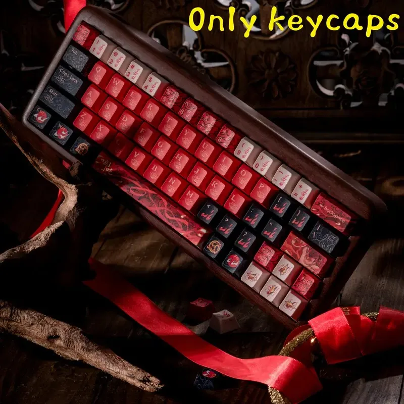 Copritasti a tema Nezha da 130 tasti, tema mitologico, copritasti originali con incisione laterale di fabbrica: schemi di colori alla moda