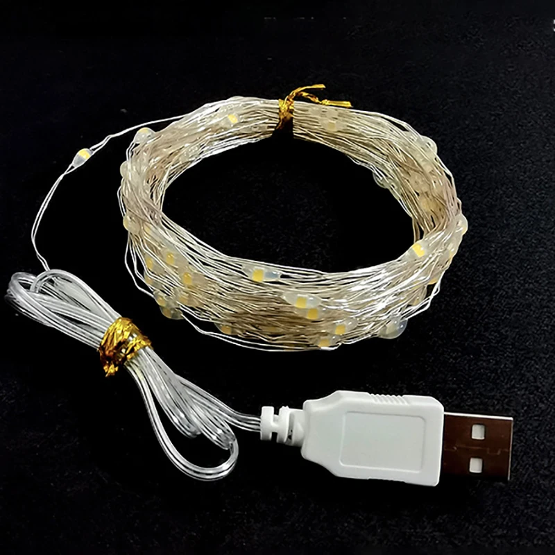 Fio de cobre lâmpada string flash iluminação enfeites da árvore de natal 10m 20m colorido quente 3000k com cabo usb