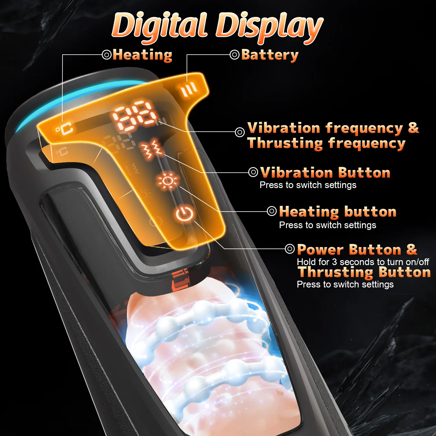 SENSIVO LED Automatic Male Masturbator Goods 19 Modes Thrusting Heating Blowjob Sucking Machine Vaginette Men Sex Toys Adult 18 view 3