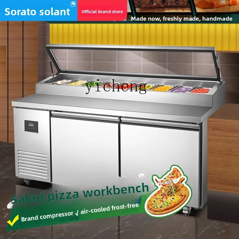 

Станция для начинки пиццы XL1, шкаф для хранения свежести, коммерческий стол для салата с воздушным охлаждением, холодильный верстак, витрина с морозильной камерой