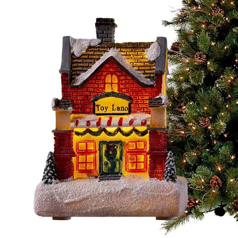 LED Village House Light Up Christmas Village House Resin Light Beacon Table Decoration Suitable For Children And Adults Indoor