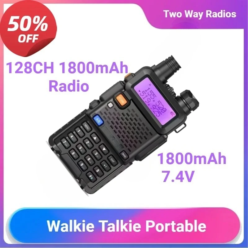 

Walkie Talkie Portable Two Way Radios 8W Dual Band 128CH 1800mAh Radio