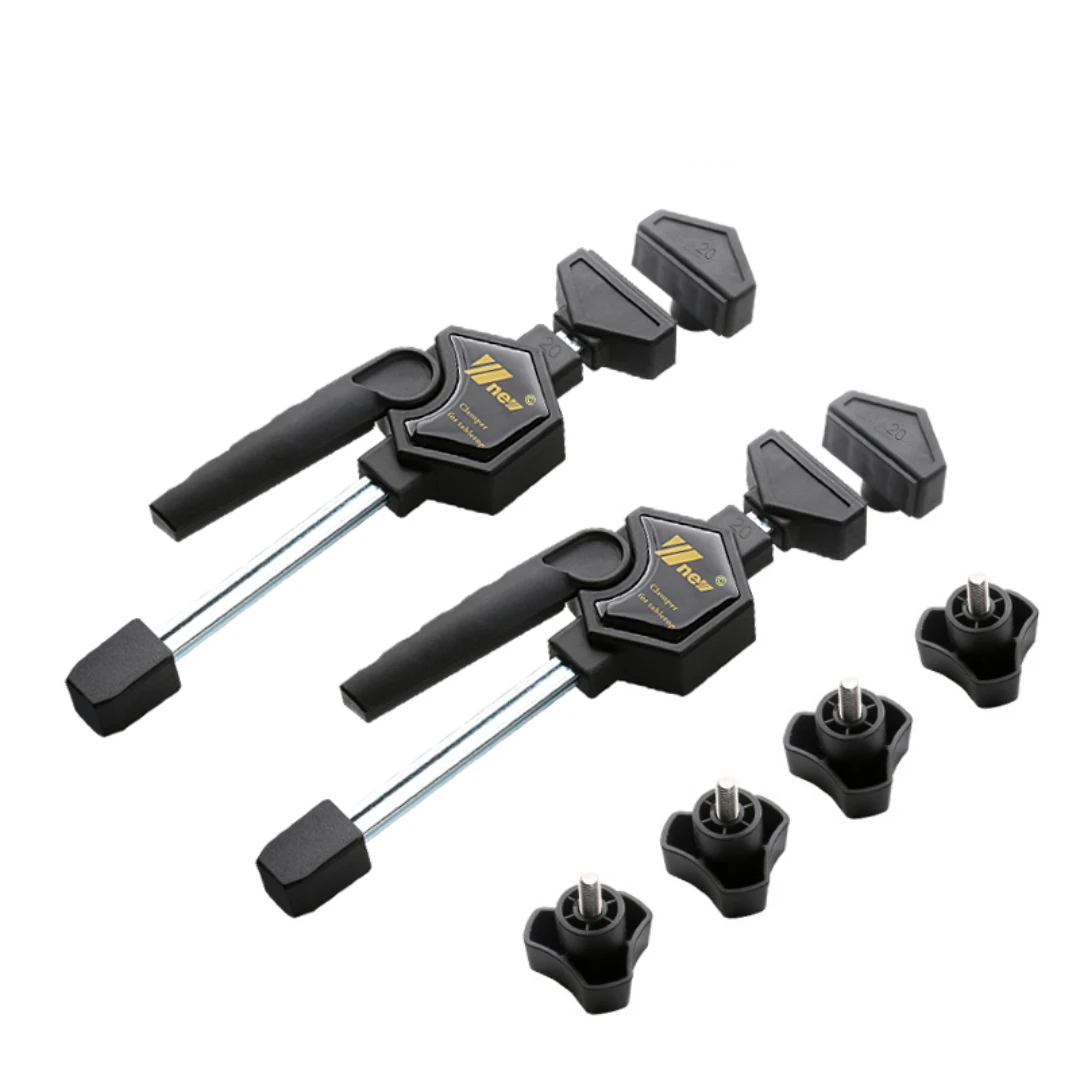 1 Set Tabletop Fast Clamps, Kit of 2 Clamps + 2 Stops, Woodworking Workbench Clamps