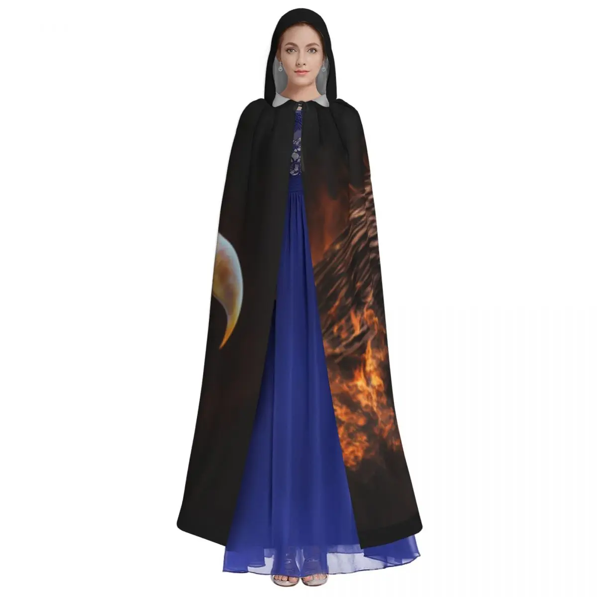 Vuurbrandende Adelaar Cape Jurk Jas Halloween Cosplay Kostuum Vampier Duivel Tovenaar Cape Jurk Feest