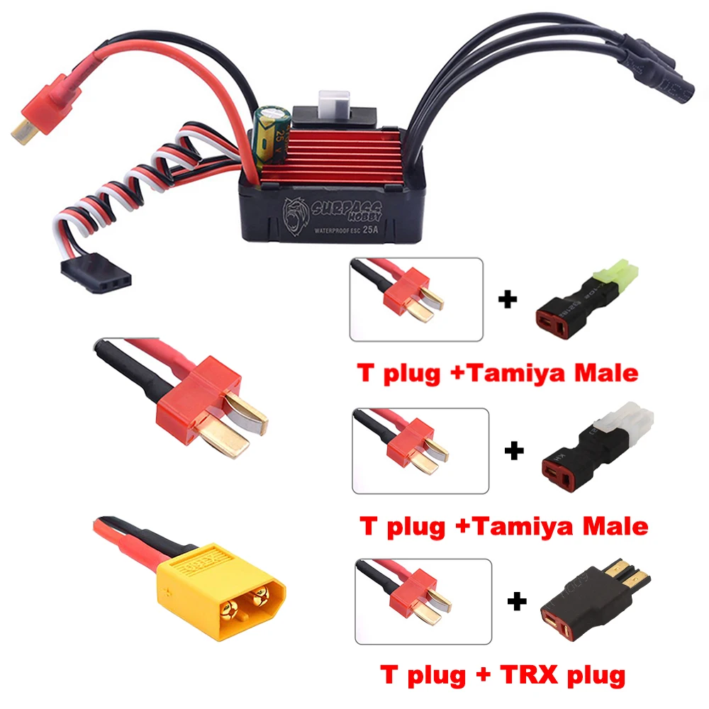 SURPASS HOBBY Waterproof ESC 25A 35A 45A 60A 80A 120A 150A Speed Controller XT60 Plug for Brushless Motor 1/8 1/10 1/14 RC Car