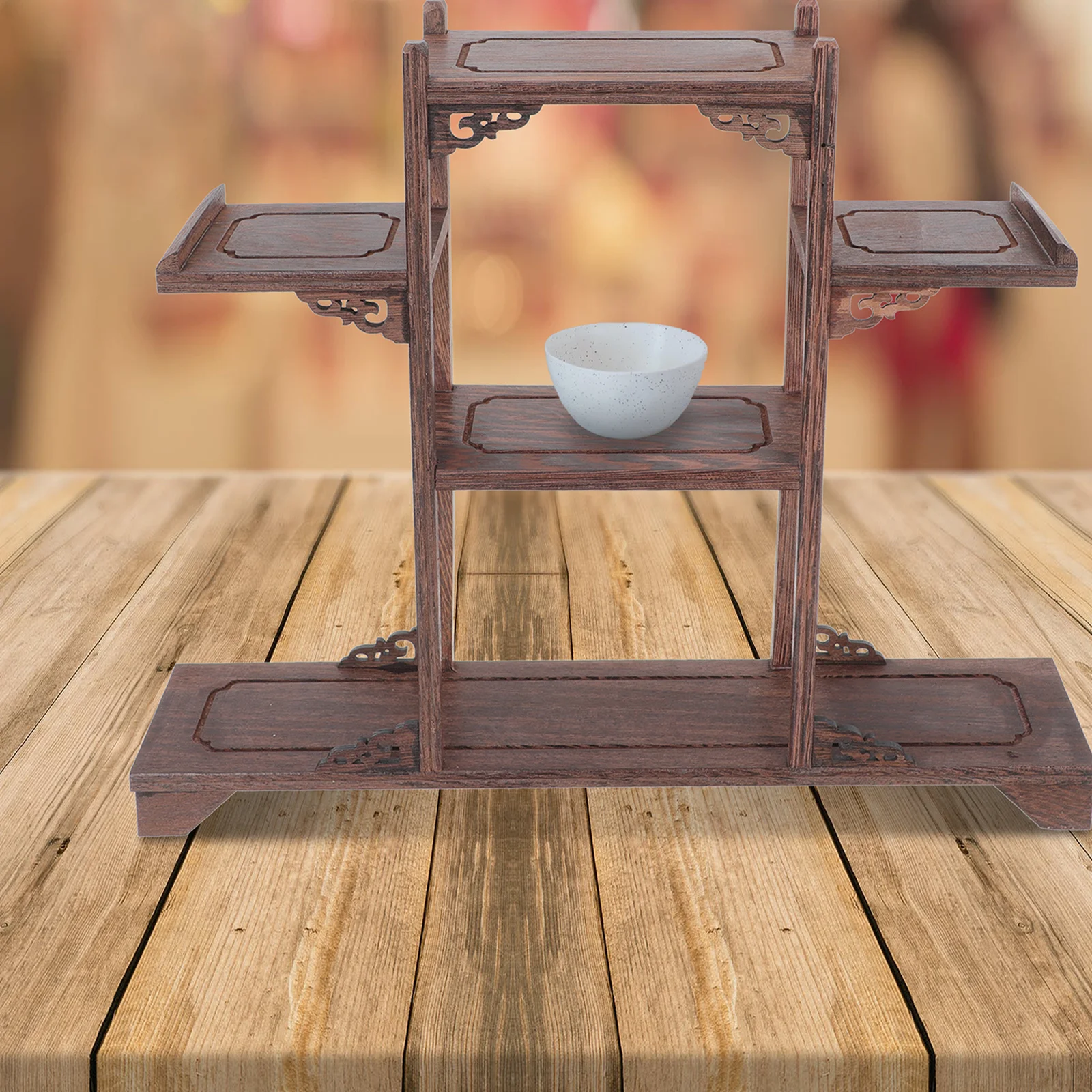 

Wooden Display Shelf Chicken Wing Wood Curio Stand for Home Office Hotel Decor Vintage Wooden Storage Rack