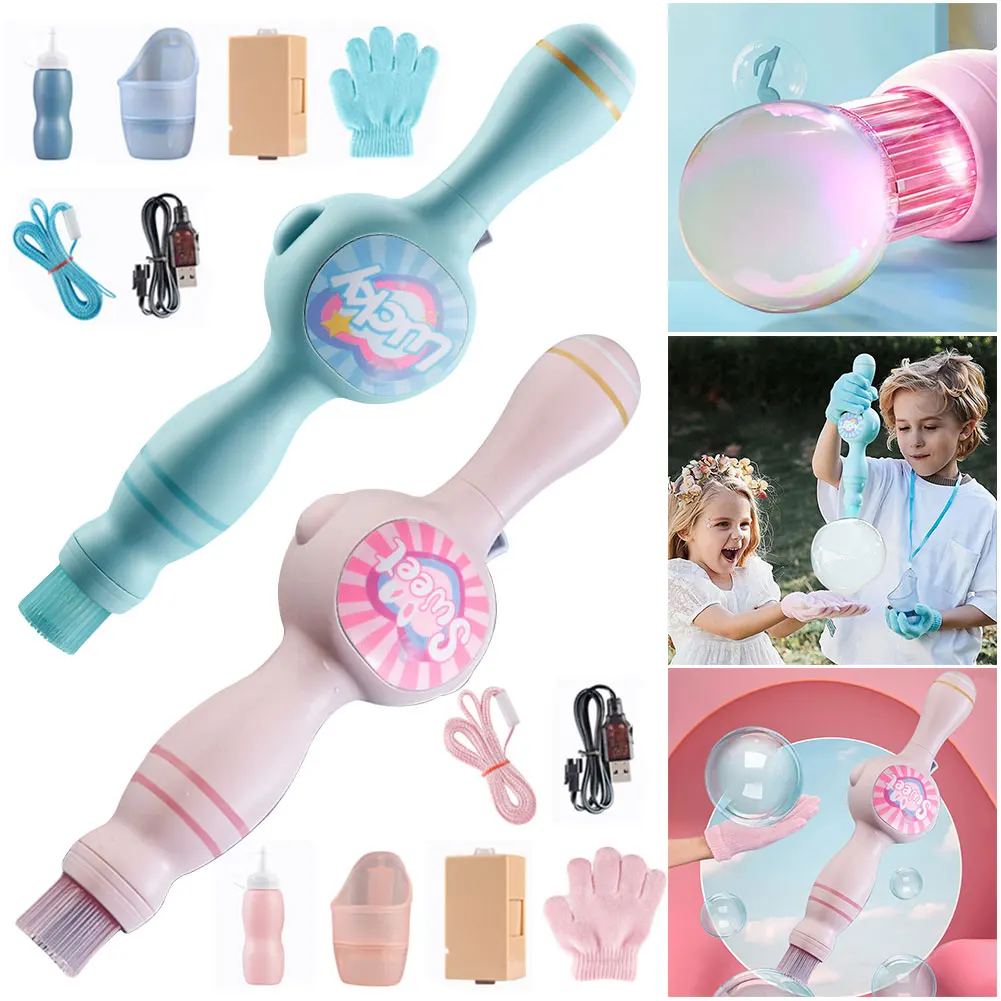 Elastic Smoke Bubble Machine Portable Bubble Maker Automatic Bubble Blower Bubble Wand for Kids Summer Outdoor Party Garden Toys