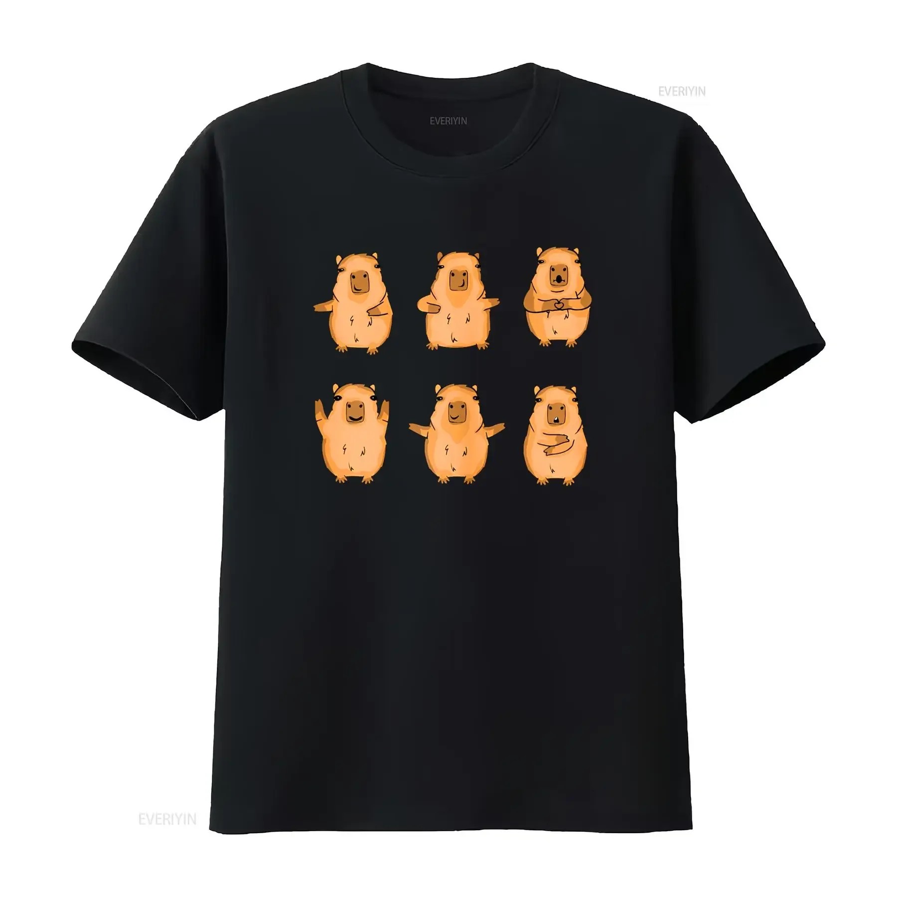 

Cute Capybara Lover Women T Shirt vintage Washed Casual Stretched homme streetwear Unisex graphic Versatile Slightly