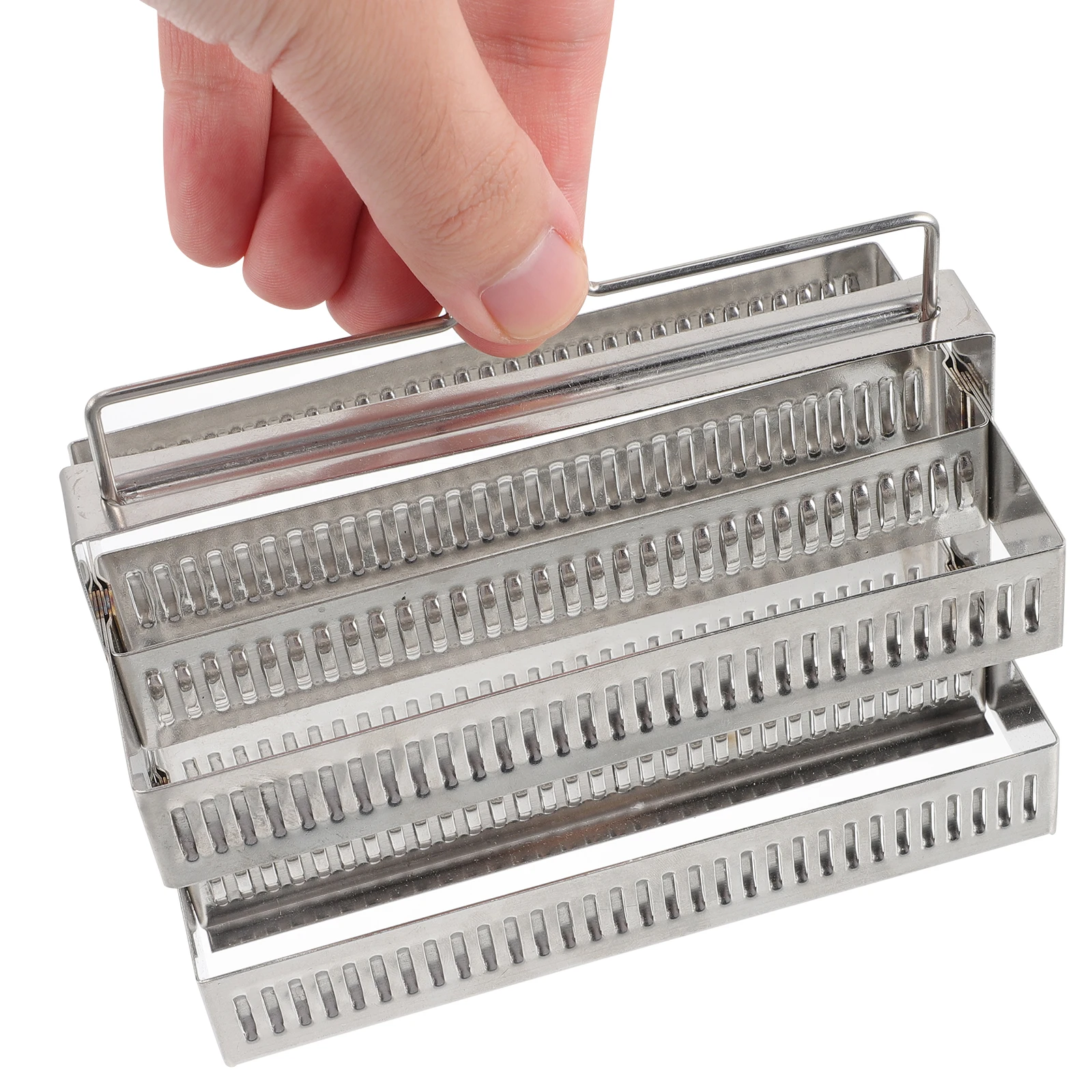 

60 Positions Stainless Steel Staining Rack Microscope Slides Holder Glass Slide Tray Lab Storage Organizer Lightweight